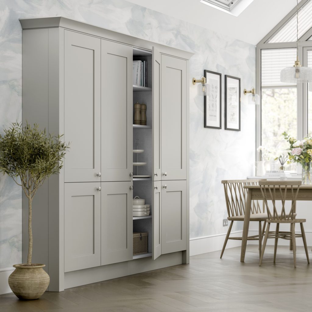Princeton Pearl Grey standalone larder cabinet