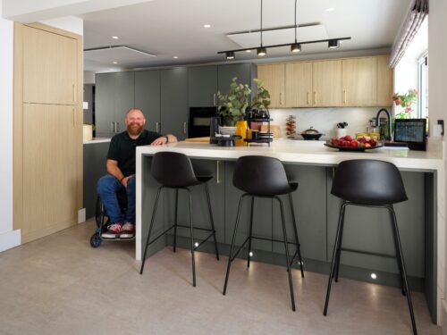 Homeowner Ben in his new Freedom Melrose Mineral and Costina Fresca kitchen